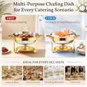 Chafing Dishes Buffet 6 Pack 6QT Gold Stainless Steel Food Warmers
Food-Grade Stainless Steel, 6QT Pans 20% Larger; 3 Serving Forks & Spoons, Stackable, Cordless for Weddings & Outdoor Parties