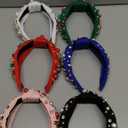 6 Pack Holiday Headband for Women Solid Color Pearl Rhinestone Crystal Halloween Christmas Fall Valentine Embellished Ladies Wide Top Knot Makeup Hair Hoop Accessory Festive Party Costume Decor Gifts