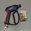 MEKOH Short Pressure Washer Gun with Swivel, 5000 PSI High Power Washer Spray Gun, 10 GPM Foam Gun with 3/8" Quick Connect, M22-14mm for Extension Wand, Hose, Pressure Washer Handle with 5 Nozzle Tips