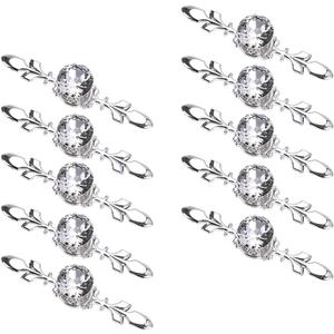 Sumnacon Drawer Dresser Knobs Pull Handles - Crystal Glass Diamond Decorative Knobs with Plate, Cabinet Cupboard Door Knobs with Screws for Kitchen Bathroom Office Decoration Pack of 10 (6.7 Inch, Silver)