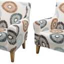 FUANGUI Banquet Armchair Slipcover Printed Chair Covers with Arms Stretch Club Chair Slipcover Soft Armchair Sofa Covers Anti-Slip Furniture Protector for Dogs Pets Home Living Room Decor (2PCS, 46)