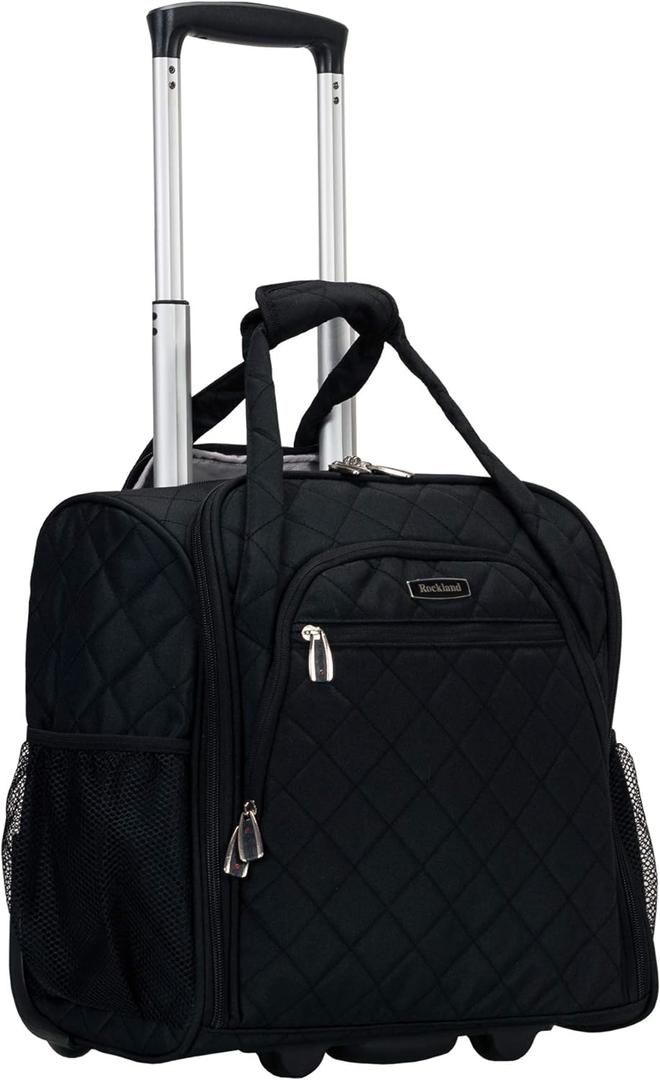 Rockland Melrose Upright Wheeled Underseater Carry-On Luggage, Black, 15-Inch (15-Inch, Black)