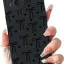 Lovmooful Compatible for iPhone 14 Case Cute Cool Ribbon Bowknot Heart Design for Girls Women Soft TPU Shockproof Protective Girly for iPhone 14 Case-Black