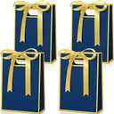 Kolldenn 30 Pcs Thank You Gift Bags with Handles 10.2 x 7.1 x 3.2 Inch Elegant Party Favor Bags with Ribbon Bow for Wedding Bridal Birthday Bridesmaid Holiday Party Supplies(Navy Blue)