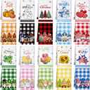 20 Pcs Holiday Kitchen Towels Seasonal Decorative Hand Towels Set Christmas Dish Cloths Winter Valentine's Day 16 x 24 Colorful Wash Cloths with Hanging Loop(Cute)