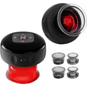UOTT Original 20 Levels Cupping Kit for Massage Therapy (2PCS),5-in-1 Smart Dynamic Cupping Set with Red Ligh-t Therapy&Heat Penetrates for Targeted Pain Relief, Knots, Aches, Muscle Soreness (Black)