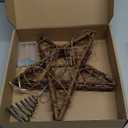 Christmas Tree Topper Farmhouse Christmas Decor Christmas Tree Decorations Rattan Natural Christmas Tree Star with 10 Warm LED Lights for Rustic Christmas Ornaments Holiday Seasonal Decoration 10 Inch