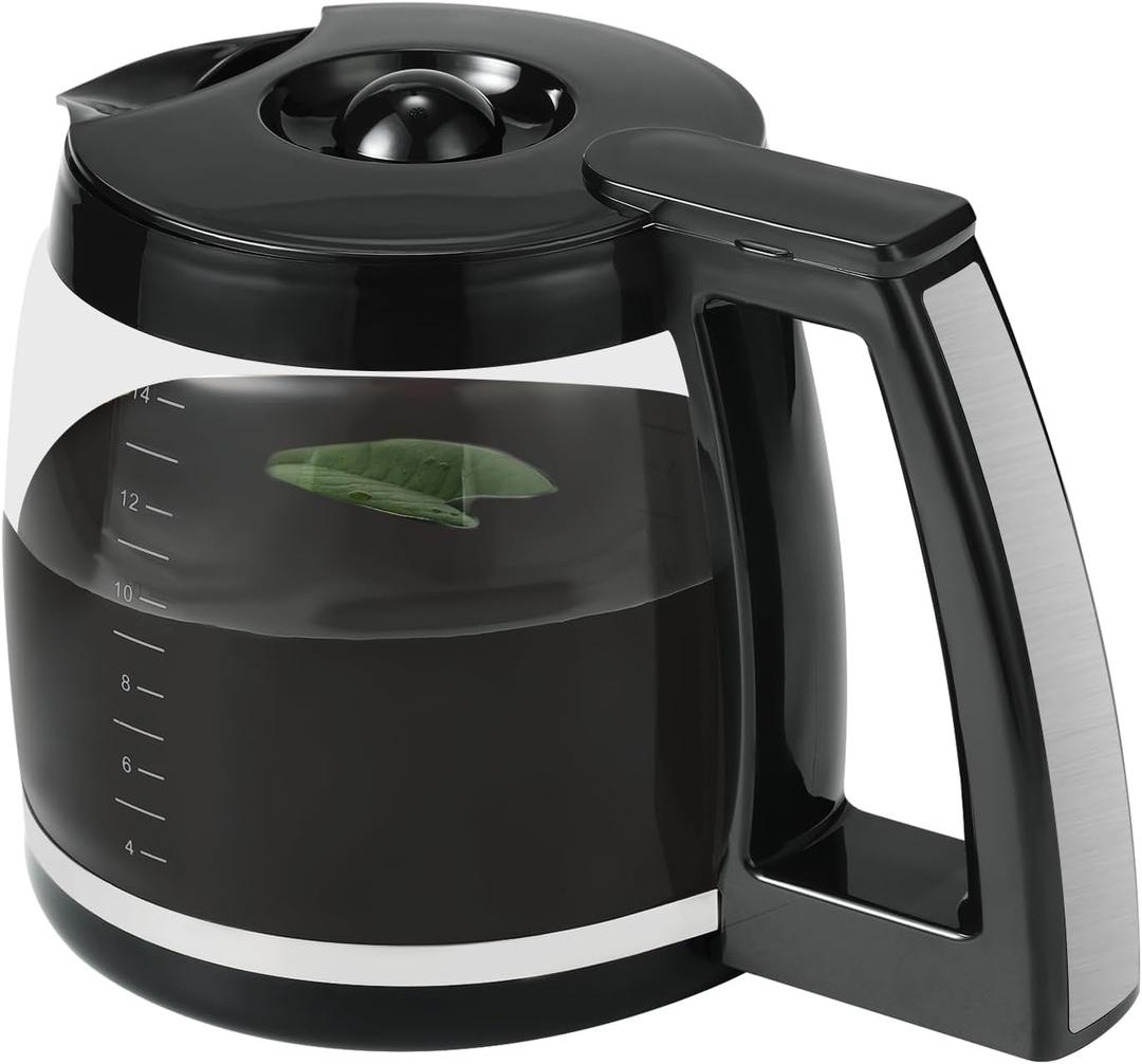 14-Cup Glass Coffee Carafe Replacement Compatible with Cuisinart Models DCC-3200P1, DCC- 3200, DCC-2200RC, Coffee Pot Replacement 14 Cup with Ergonomic Handle and Dripless Spout