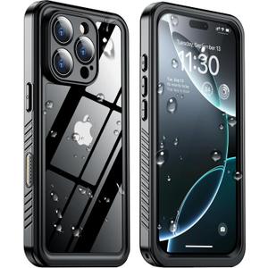 ONLY for iPhone 16 Pro Max Case Waterproof Dustproof, [Built-in Screen Protector] IP68 Waterproof [12FT Military Shockproof] Full Body Heavy Duty Protective Phone CaseBlack