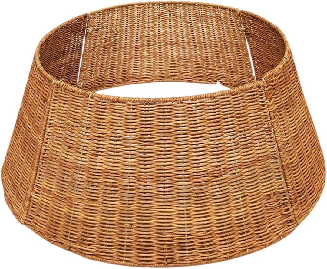 Xavia Handicrafts Woven Rattan Christmas Tree Collar | Woven Wicker Christmas Rattan Xmas Tree Collar for Artificial Trees | Tree Stand Base Cover Ring 27 inch