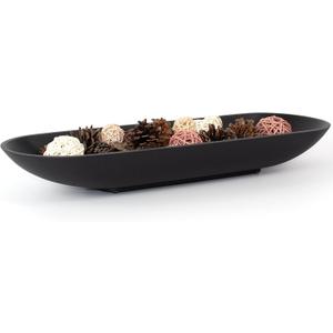 Enhanced Long Large Decorative Bowl for Home Decor - Long Dough Bowl for Table Centerpieces 17.72"W x 2.24"H - Black Minimalist Design Dough Decor Bowl for Coffee Table, Dining Table Centerpiece