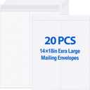 Motipuns 20 Pcs 14" x 18" Extra Large Mailing Envelopes 32lb with Gummed Flaps, Catalog Jumbo Craft Envelopes for Mailing, Storage and Organizing Documents Office Supplies(White)