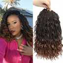 10 Inch 8 Packs Senegalese Twist Crochet Hair with Curls Pre-Looped Boho Goddess Twist Braids for Black Women Bohemian Crochet Braiding Hair Ombre Brown T30#