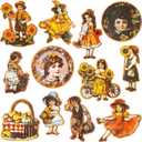 Xuhal 24 Pcs Thanksgiving Fridge Magnets Vintage Refrigerator Magnets Decals Pumpkin Sunflower Magnetic Stickers for Fall Car Mailbox Metal Door Office Cabinets Home Kitchen Decoration