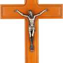 Pietism Crucifix Wall Cross, 12 Inch Handmade Wooden Jesus Christ Wall Crucifix with Stand for Christmas Gifts and Home Decor