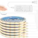 Lichaser 6.56ft COB LED Strip Light, 6 Rolls of 3000K Flexible COB LED for Acoustic Panel and Wood Slat Wall Panels Parallel with Dimmable Touch Sensor Switch, Cuttable for Wood Slat Lighting, Shelf