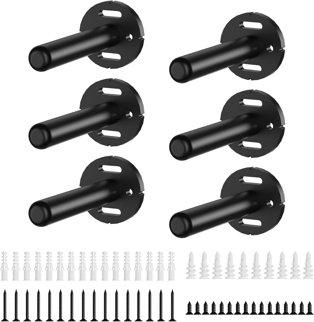 6pcs Floating Shelf Bracket Heavy Duty Shelving Mounting Brackets Hidden Floating Shelf Hardware,Black Metal Shelf Support Bracket (4 inch --6pcs--Without Tools)