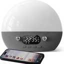 Dekala RestOnn Sunrise Alarm Clock 7-Day Programmable Dual Alarm Clock with Sunset White Noise Sound Machine Natural Sounds Amber Night Light, Bluetooth Speaker, 3000mAh Battery Backup, App Control