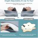 CHxxy Cervical Neck Pillow for Pain Relief Sleeping, Memory Foam Pillows, Ergonomic Side Sleeper Pillows, Cooling Orthopedic Neck Support Pillow for Back Stomach Sleepers-Queen Size Black&Grey
