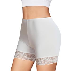 Avidlove Women's Under Shorts for Dresses Seamless Anti Chafe Underwear Smooth Boyshorts Lace Slip Shorts for Women (White)