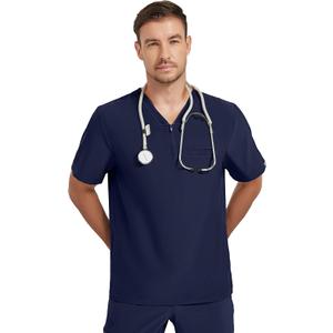 Medical Scrub Tops for Men-Soft Stretch V-Neck Top Scrubs with 3 Pockets (Large)