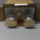 2 PACK Glass Pitcher with Lid, 68 oz/ 2 Liter Classic Vertical Stripes Water Pitcher with Yellow Handle,Glass Water Carafe for Cold Brew, Coffee, Lemonade, Iced Sun Tea,Beverage,Heat Resistant (Clear)