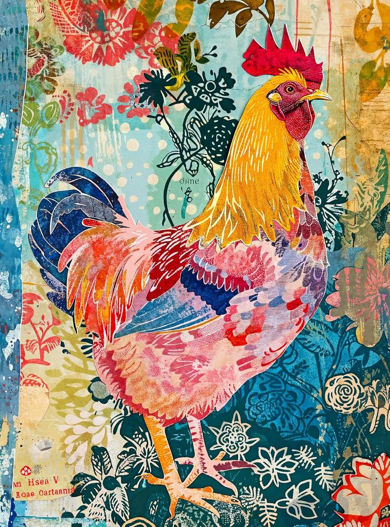 Cross & Glory - Key West Colorama: Rooster on Duval - 1000 Piece Jigsaw Puzzle for Adults | Vibrant Chicken Artwork | 20 x 27 Inches | Satin Finish