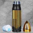 Black and Gold American Flag Stainless Steel Tumbler  17oz Vacuum Insulated Tumbler  Patriotic Christmas, Birthday & Retirement Gifts for Veterans, Military, Police, Firefighters, USA Pride