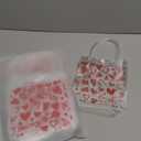 Sweetude 24 Pcs Valentine's Day Clear Gift Bags with Handles Galantines Party Favor Plastic Valentines Candy Treat Goodie Bags for Holiday Winter Wedding Birthday Party Supplies(Heart Filled)