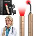 Red Light Therapy, Portable Handheld LED Light Therapy Device for Pain Relief on Lips, Mouth, Nose, Ear, Joint, Muscle | Cold Sore, Canker Sore, Fever Blister Treatment (660/810/850/940nm) (Small, Gold)