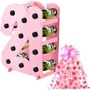 Amyhill 2 Sets Decorations Mini Liquor Bottle Display Shelf, Gifts Pink for Her 21 Mini Wine Bottle Stand Centerpiece Table Decor 21st birthday Party Decorations