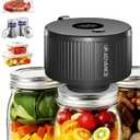 Upgraded 3-in-1 Electric Mason Jar Vacuum Sealer Kit for Jars, Bags, Food Savers & Containers | Auto-Stop Jar Sealer with 4-Hours Battery Life & One-Handed Operation for Dry Foods, Jams & Leftovers (Black)