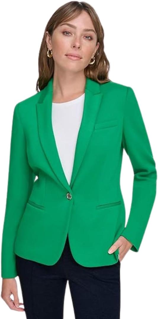 Tommy Hilfiger Women's Single Button Business Blazer (4, Green)