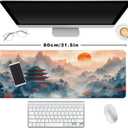 Extended Gaming Mouse Pad Anime Large Desk Pad with Non-Slip Base Full Keyboard Mat with Stitched Edges for Gaming and Office 31.5 x 11.8 inches (Mountain View)