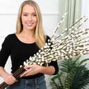 20 Stems 31.5 Inch Artificial Pussy Willow Branches for Vases Dried Flower Stems with White Flowers Faux Snow Willow Branches for Indoor Outdoor Wedding Home Party Fireplace Yard Decoration