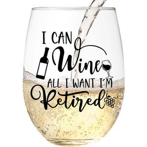 Retirement Gift for Woman  Wine Glasses,Happy Retirement Gifts for Women and Men,Funny Stemless Wine Glass for Retired Women, Gift for Coworkers, Boss, Mom, or Friends,Father's Day Gifts