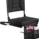 Extra Wide Stadium Seat with Back Support | Adjustable High Back & Thick Padded | Bleacher Chairs with back and Cushion, Includes Cup Holder, Shoulder Strap, Perfect for Concerts, Sports Events-BL (1 PACK)
