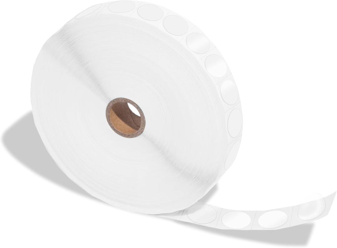 Aegis Adhesives - 1" Clear Circle Label Covers (1 Roll, 5000 Labels) Protective Stickers with Perforation Line - NOT Printer Compatible - for Envelope and Box Seals, Library Book Spines
