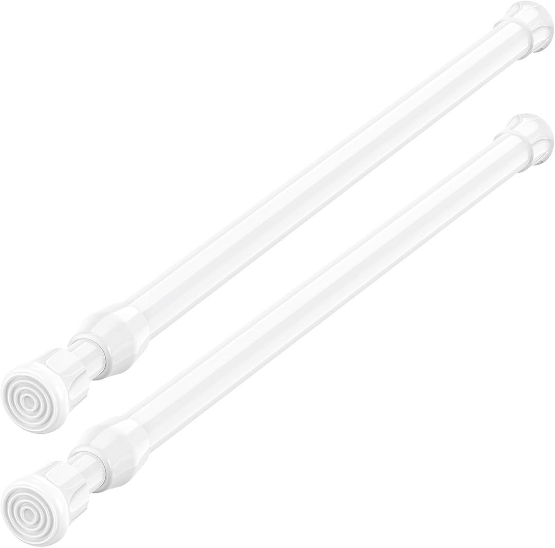 AIZESI Spring Tension Curtain Rods Short Tension Rod (White,17" to 28"-2Pcs)