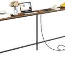 78.7" Console Table with Power Outlet, Narrow Sofa Table Behind Couch, Skinny Entryway Table with with Charging Station, for Hallway, Foyer, Living Room, Rustic Brown CTHR20E01