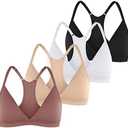 INIBUD Sports Bras for Women Racerback Seamless Bra Top Padded Wireless Triangle V Neck Adjustable Removable Bralette, size L