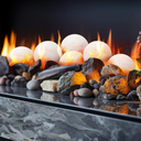 Sasylvia 6 Pcs Ceramic Fire Balls Fire Pit Balls, White Fireplace Round Stones Modern Accessory for Indoor and Outdoor Gas Fireplace (5 Inch Size)