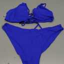 ZAFUL Women's Tie Back Padded High Cut Bralette Bikini Set Two Piece Swimsuit (X-Large, 1-royal Blue93)