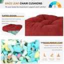 RACE LEAF 19" x 19" Patio Chair Cushions Red - Outdoor/Indoor Tufted Memory Foam Chair Pads Set of 2, Water-Resistant Olefin Chair Seat Cushion Non-Slip Backing
