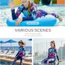 GRACE KARIN Girls Long Sleeve Swimsuit Two Piece Rashguard Floral Swimwear 6-14Y (8 Years, Tree)