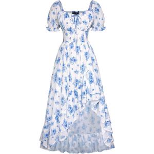 Scarlet Darkness Corset Dresses for Women Summer 2026 Floral Wedding Guest Chiffon Sundress L