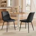 VASAGLE Dining Chairs Set of 2, Upholstered Kitchen Chairs, Synthetic Leather, Max. Load 264 lb, Steel Legs, Curved Backrest, for Dining Room, Dove Gray and Ink Black ULDC090BH02