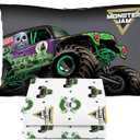 Sunny Side Up Monster Jam Grave Digger Twin Sheet Set - 3 Piece Kids Bedding Set Includes Pillow Cover - Super Soft Microfiber Sheets
