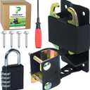 5 inch Black S16100700 Two Way Lockable Gate Latch Include 4-Digit Combination Lock and Screwdriver for Farm Gate Latch, Metal Gates with 1-1/4" to 1-1/2" Diameter Tubes
