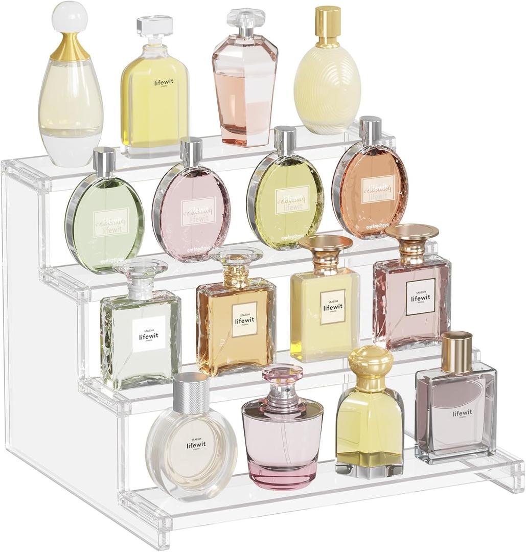 Lifewit Perfume Organizer, Bedroom Decor, Cologne Cupcake Stand, Tool-Free Assembly, Makeup Display Shelf for Vanity Bathroom Counter Storage, Clear, 30 cm/12", 1 Pcs